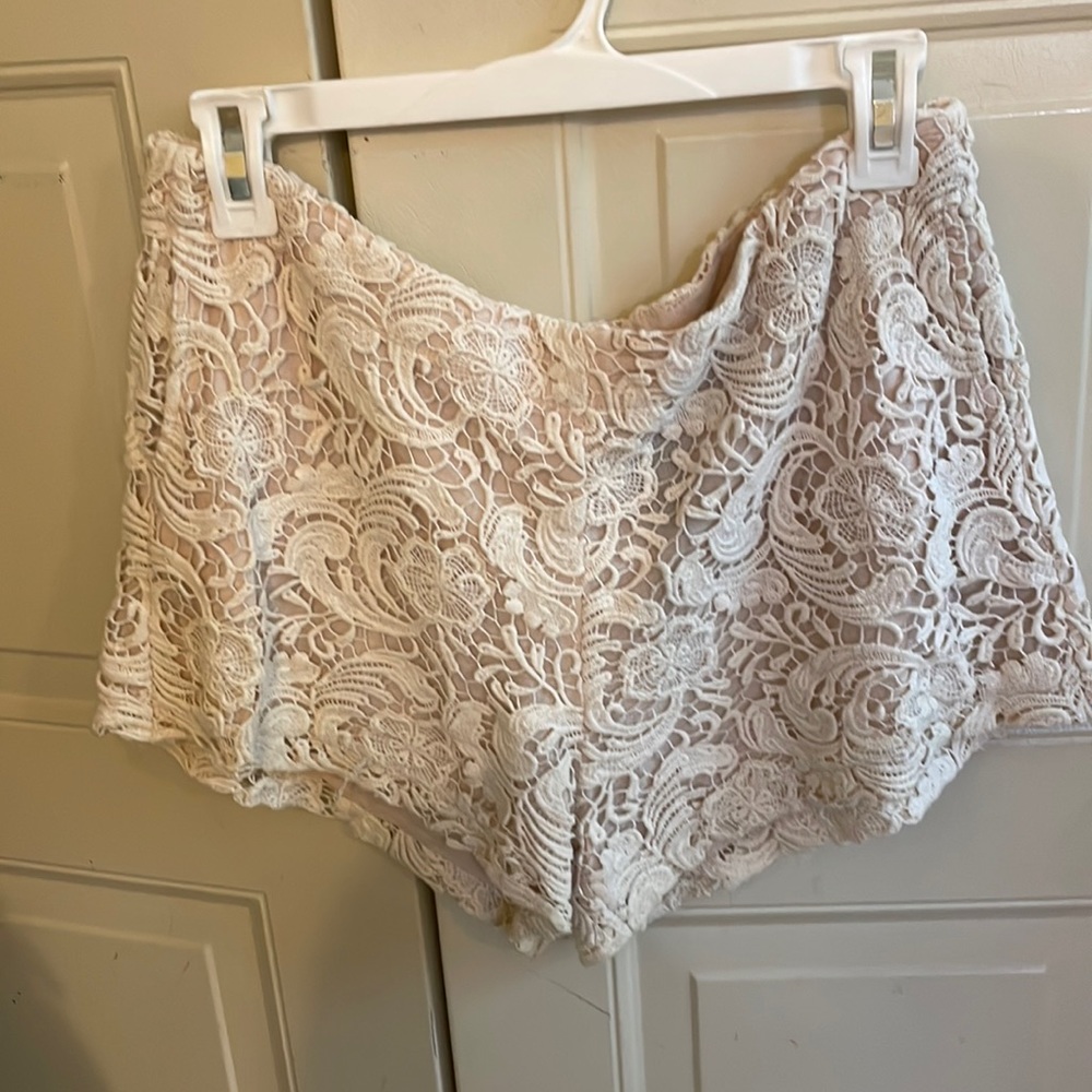Off white lace shorts